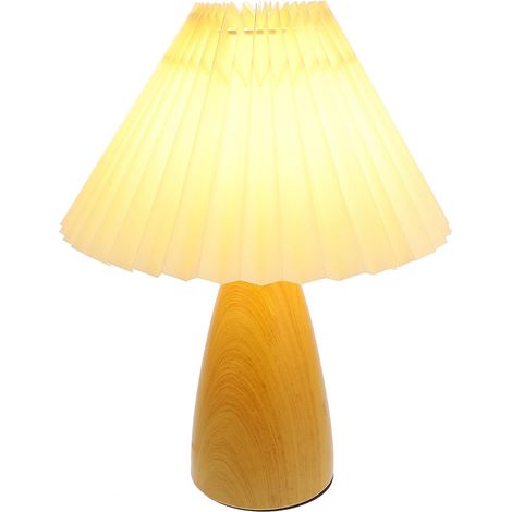 Lampe de Table Bois Abat-jour Plissé, Lumière Douce et Diffuse (1/5)