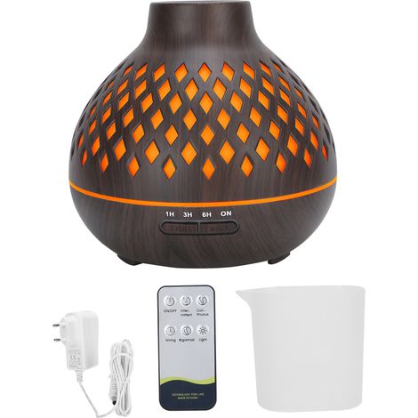 Diffuseur d'huiles essentielles ultrasonique 400ml avec lumière LED et design bois pour humidificateur d'air intérieur (110-240V) prise EU (1/5)