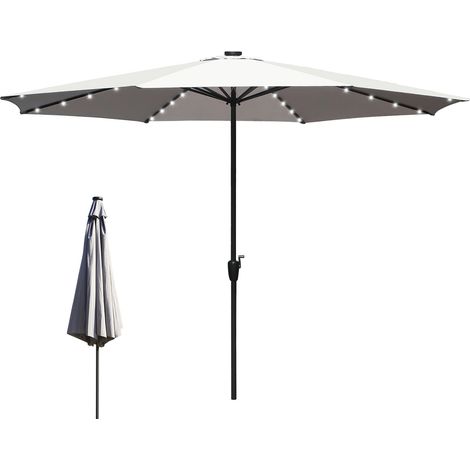 Randaco Sonnenschirm 3,5 m mit LED-Beleuchtung – Großer Gartenschirm für Terrasse & Garten, cremeweiß