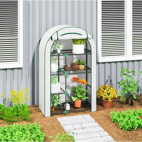 Invernadero de jardín con techo redondeado, 100 x 45 x 160 cm, acero, blanco DESVIAE (1/5)