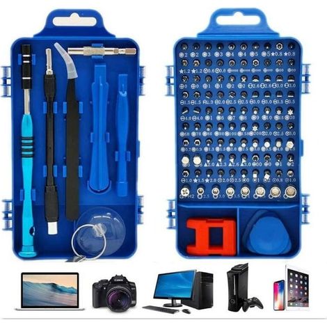 Coffret de tournevis Kit Tournevis de Précision,110 en 1 Set Tournevis Magnétique Multi-fonction pour Laptop Mac Montre Jouets Bijoux Lunettes Appareil (blue) (1/5)