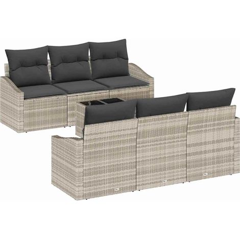 Maison Exclusive - Juego de Sofá 7 pcs Gris Claro y Gris Oscuro r (1/5)
