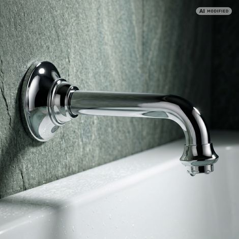 PaulGurkes Wasserauslauf 16cm Retro Chrom Wanneneinlass Auslauf