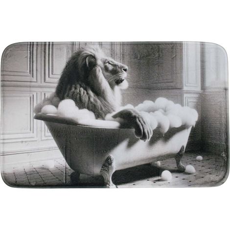 Tapis de bain en polyester Animal 45 x 75 cm Lion (1/4)