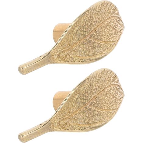 Poignées de Placards en Laiton Forme Feuille 2pcs, Installation Facile, Design Vintage et Moderne, Boutons pour Tiroirs et Meubles Cuisine (1/5)