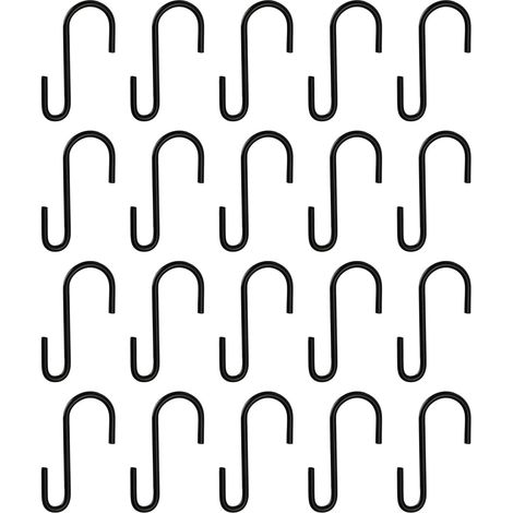 Lot de 20 crochets en S, en acier inoxydable, multifonctionnels, pour la cuisine, la salle de bain, la chambre et le bureau (noir). (1/5)