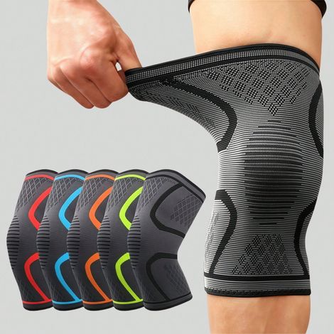 2 protège-genoux et manchons, tissu tricoté, sangle anti-dérapante pour genou, protecteur articulaire sportif pour course à pied, basketball, cyclisme en extérieur, offrant protection et confort M (1/4)