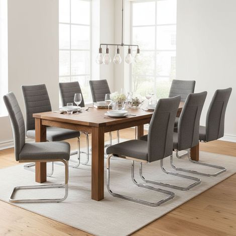 Quintano Stuhlset, 8 Stühle, Gepolstert, Strukturstoff, Grau (1/5)