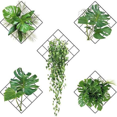 CSPARKV 1 ensemble 3D Stickers Muraux Plantes Vertes Set - 5 Pièces 3D Autocollant Mural Plantes Vertes, Sticker Mural Plante pour Salon Chambre Cuisine (1/5)