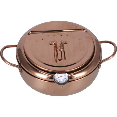 Friteuse en acier inoxydable avec thermomètre 3,2 L, poêle antiadhésive, accessoire de cuisine, ou rose (1/5)