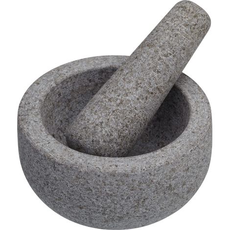MasterClass, Pestello e mortaio, Set di mortaio e pestello in granito non poroso, 12 x 9 cm, grigio (1/4)