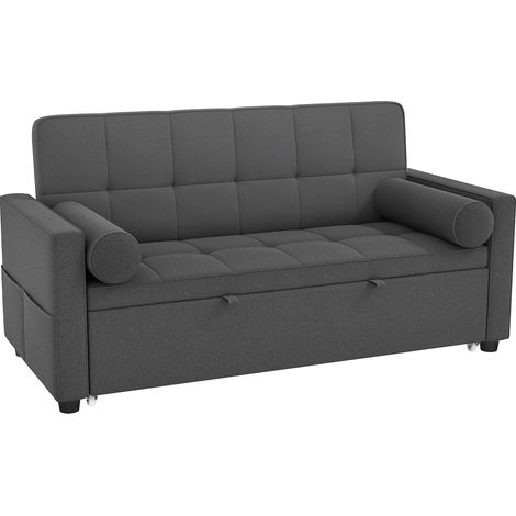Canapé convertible Adelise design Chesterfield capitonné 2 places anthracite polyvalent salon chambre invités (1/5)