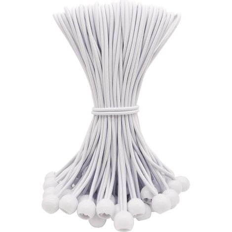 Spanngummis mit Kugel 25cm - 50 Stück, Planenspanner für Camping & Garten, Weiß (1/5)