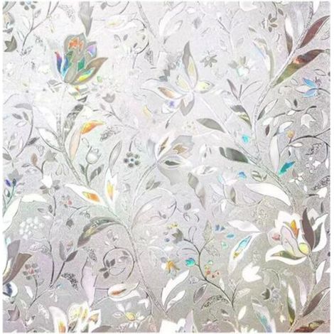 44.5×200cm 3D Window Film Static Cling Privacy Protection Anti-UV Decorative Glass Film Anti-Peeping Tulip Flower Pattern (1/5)