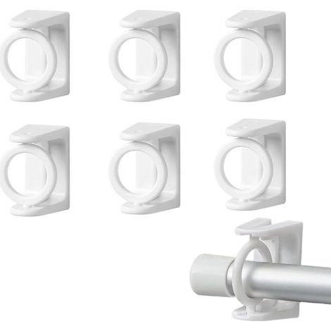 6 Pièces Support Tringle sans Percage Crochet Accroche Rideau sans Percage Barre de Percage Accroche Rideau Convient à Toutes (1/5)