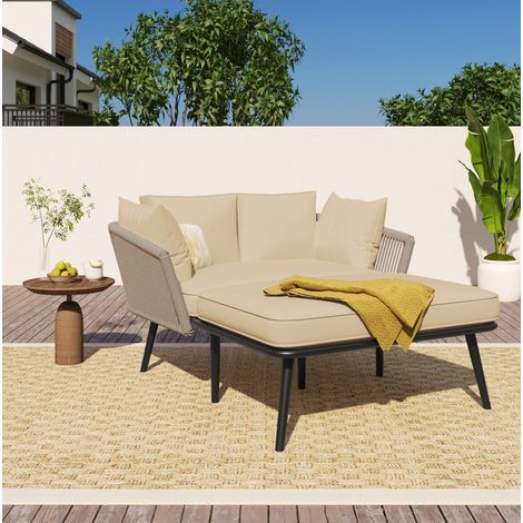 sitzmöbel sonnenliege außenbereich polyester khaki OKMYHOME (1/5)
