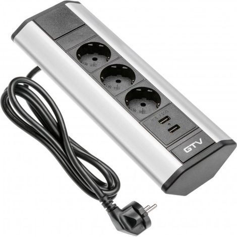 GTV 3er Eck-Steckdosenleiste mit 2 USB-Anschlüssen 2,1A 5V