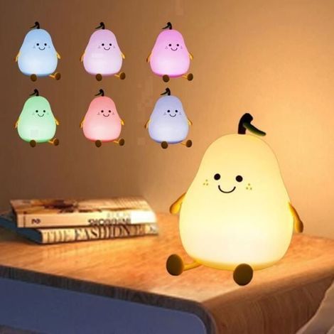 BelleRise - Veilleuse Bébé Rechargeable - Silicone Lampe de Chevet Tactile Pour Enfant、maternité - 7 Couleurs LED (1/5)