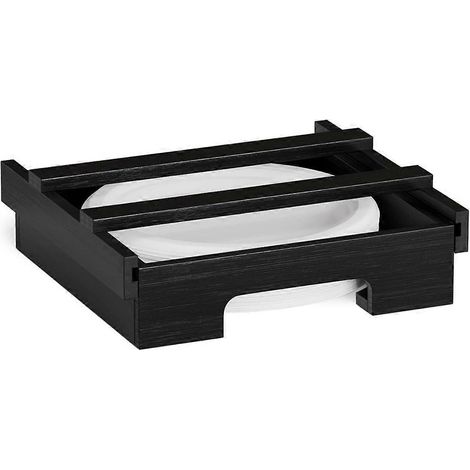 Distributeur d'assiettes en papier en bambou 9/10 pouces - Support sous-meuble et sur comptoir pour paniers à assiettes de cuisine universels B (1/5)