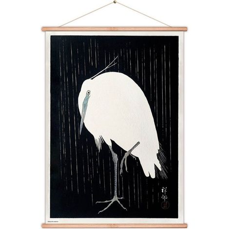 Bannière en bois héron sous la pluie kokonote