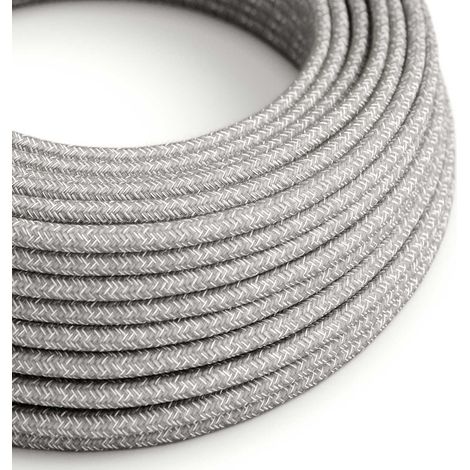 Creative-Cables Cavo elettrico per esterno, UV resistente, 1 m, Lino Naturale Grigio SN02, Rotondo, compatibile MODULAIR IP65