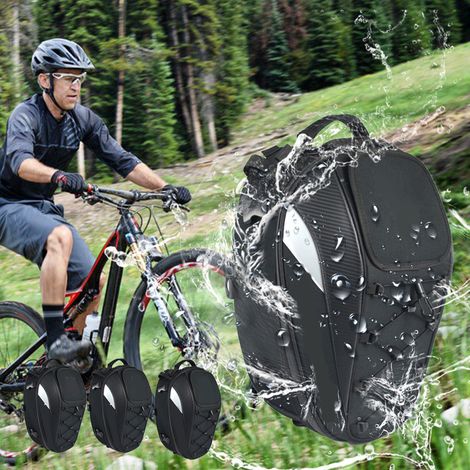 Sacoche arrière moto étanche multifonction, grand volume, sac de selle universel, sac à dos moto résistant à l'eau, équipement de voyage (1/5)