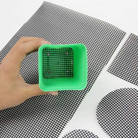 Tappetino a rete per fori di vaso, guarnizione traspirante per fori di vaso, tappetino per vasi, griglia di fondo in plastica anti-perdita per vasi da giardino (5  5 cm) (1/3)