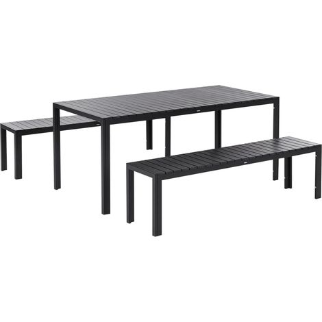 Garden Dining Set with Benches 6 Seater NARDO Black