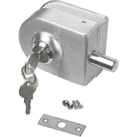 Serrure de porte en verre en acier inoxydable, sans perçage, antivol, pour portes en verre de 10 à 12 mm, ouverture/fermeture facile. Convient pour la maison, l'hôtel, le bureau et la salle de bain.-A (1/4)