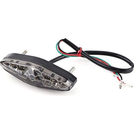 Fanale posteriore Derbi Senda, luce freno per moto 12V 15 LED, fanale posteriore di ricambio universale, compatibile con moto, quad, moto da cross e scooter (tinta fumé), A (1/4)