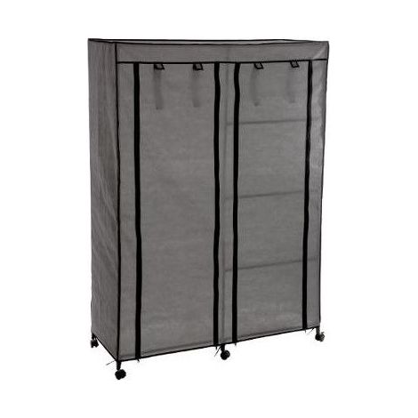 Armoire de rangement avec penderie sur roulettes - Gris - Rangement d'appoint - Livraison gratuite (1/5)