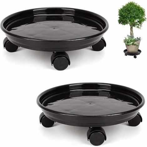 2 Pcs Support de Plante Chariot avec 4 Roulette Universelles pour Transport Déplacer Pot de Fleurs Lourdes Facilement ou comme Porte Plante Plateau (1/4)