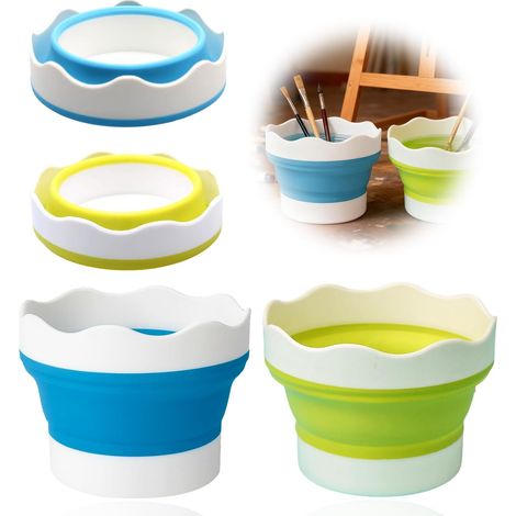 Lot de 2 Gobelets Pinceau Silicone, Pliables, Aquarelle, Lavage, Voyage, Peinture, Portable, Eau, Artiste (1/5)