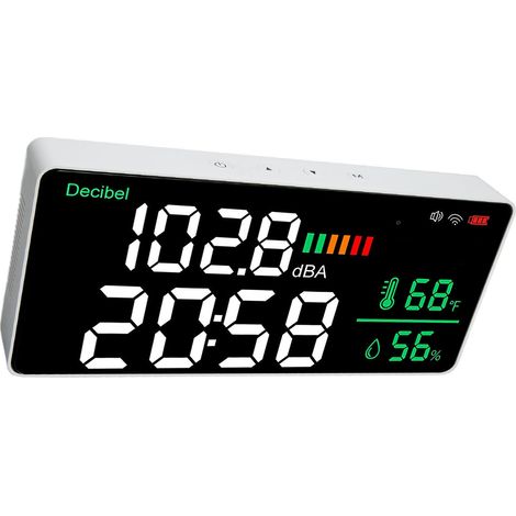 Sonomètre LED mural 11 pouces avec WiFi 2,4 GHz, affichage de la température, de l'humidité et de l'heure, compatible Tuya. (1/5)