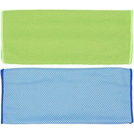 Lot de 2 serviettes rafraîchissantes et glacées pour le visage, séchage rapide, idéales pour la plage et le yoga.-100X30CM-Blue (1/2)