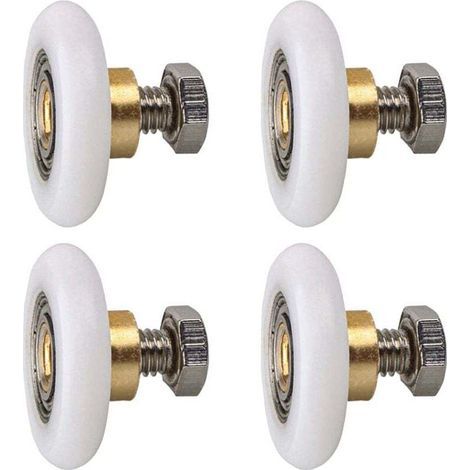 Rullo per porta doccia, ruota per porta doccia, rulli per porta scorrevole, rullo di ricambio per porta doccia, 4 pezzi (20 mm) (1/4)