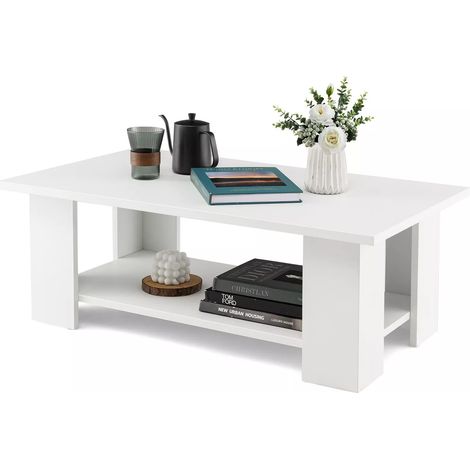 2-tier Modern Coffee Table Center Cocktail Table Wooden Accent Table (1/5)