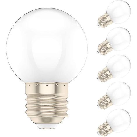 5 ampoules LED E27 blanc chaud 1 W, 100 lm, basse consommation, décoratives, AC 220-240 V [Classe énergétique A+] (1/5)