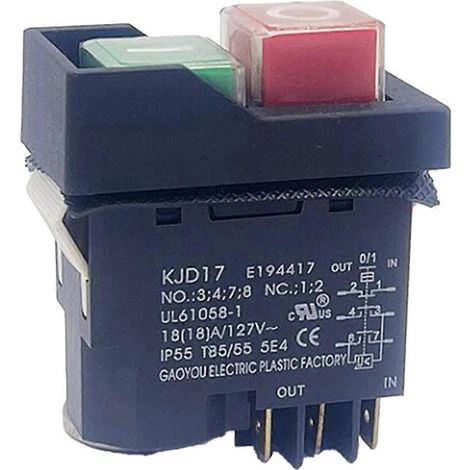 Interrupteurs à bouton-poussoir électromagnétiques de démarrage KJD17 à 6 broches, 18 A, 127 V CA (1/4)