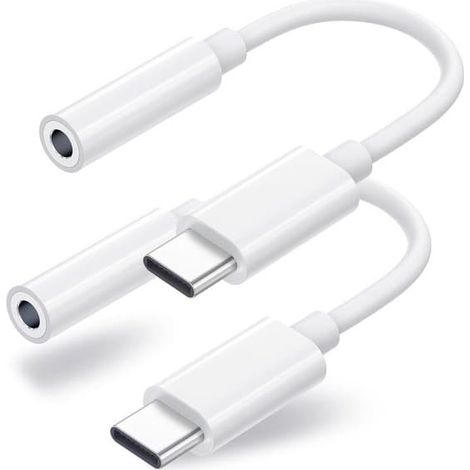 Lot de 2 adaptateurs USB-C vers prise casque 3,5 mm, adaptateur audio AUX pour iPhone 17/16/15 Pro/Max, iPad Pro, MacBook, Samsung S21-24, Pixel 7/6/5 (1/5)