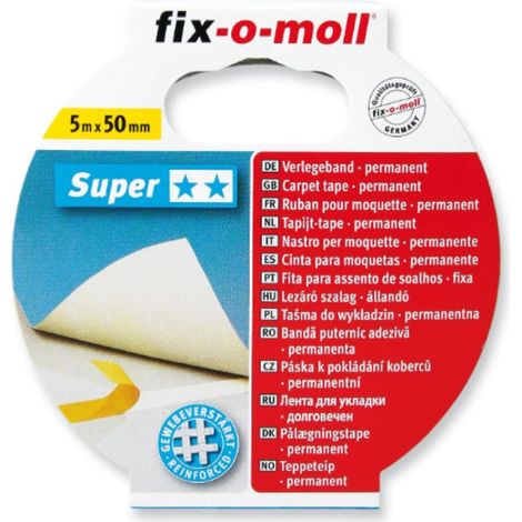 FIX-0-MOLL - 5mt x 50mm - NASTRO BIADESIVO EXTRA FORTE PER FISSAGGIO TAPPETI - CON FIBRE RINFORZATE