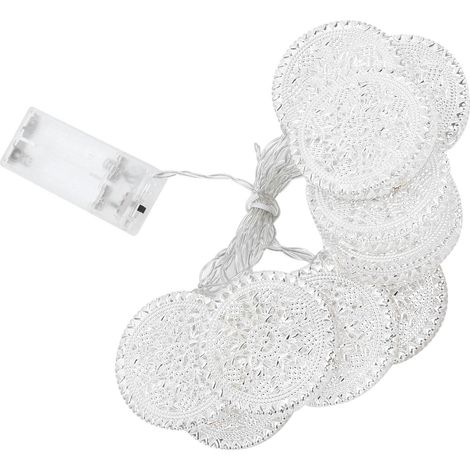Guirlande lumineuse en fer forgé, lumière chaude, étanche IP45, forme ronde en fleur, fonctionne sur piles, lampe creuse pour décoration intérieure et extérieure (1/5)
