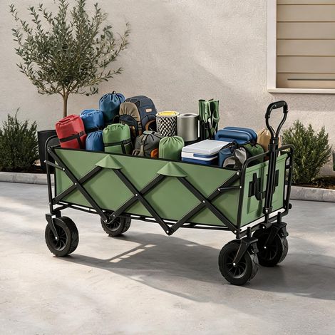 Vert chariot pliable 130 L avec freins tout-terrain (1/5)
