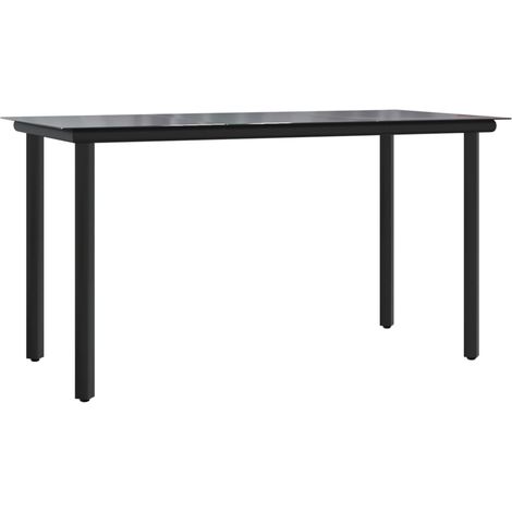 Table à dîner de jardin,Table d'extérieur Noir 200x100x74cm Acier et verre trempé CFW75899 (1/5)