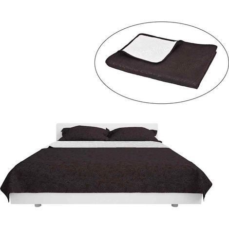 vidaXL Cubrecama acolchado doble cara 170x210 cm crema y marrón (1/2)