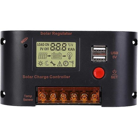 Régulateur de charge solaire 10A, contrôleur photovoltaïque pour batterie au plomb, dispositif de régulation de tension, panneau solaire 12V/24V, gestionnaire de puissance, protection surcharge et déc (1/4)