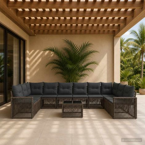 Set Divano da Giardino 11 pcs Grigio e Grigio Scuro polyrattan vidaXL (1/5)