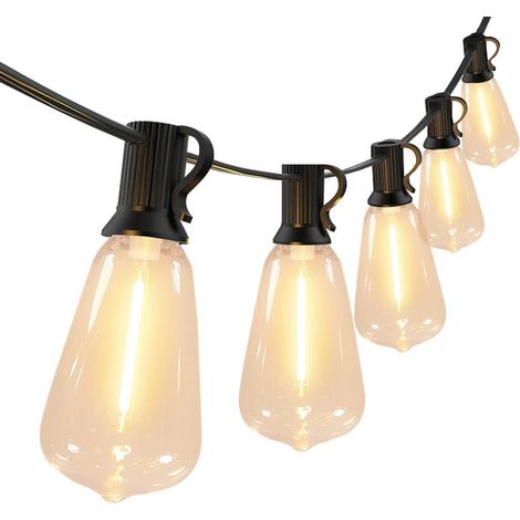 Guirlande lumineuse d'extérieur ST38, 30 mètres de long, 50 ampoules + 2 ampoules de rechange, étanche, couleur chaude, parfaite pour jardin, terrasse, fête, mariage,