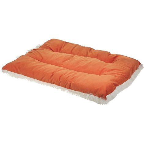 Cuccia animali letto per cani lettino gatti velluto arancione con nappe 90 x 60 cm Ergani