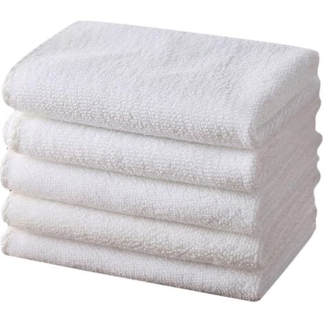 10 Pièces Serviette à Main en Pur Coton Blanc 30x30cm, 35 G (1/5)